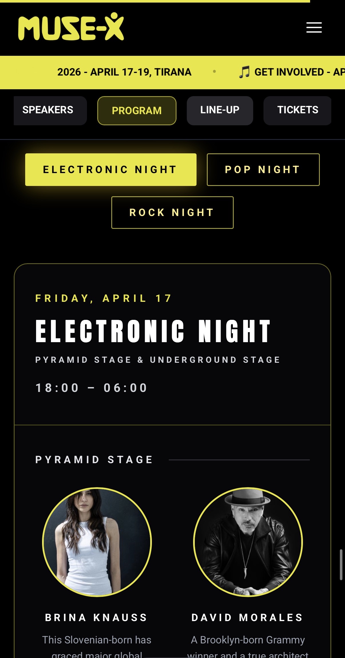 Muse-X — program lineup, mobile